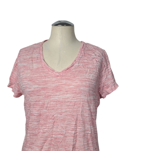 Faded Glory Heathered Pink White Short Sleeve Shirt L - Picture 2 of 5